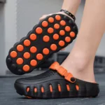 Heel Strap Mind-001 EVA Thick Sole Clogs Slippers for Men & women - Black Orange 11