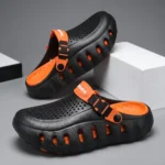 Heel Strap Mind-001 EVA Thick Sole Clogs Slippers for Men & women - Black Orange