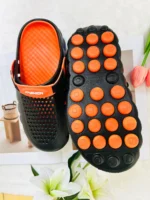 Heel Strap Mind-001 EVA Thick Sole Clogs Slippers for Men & women - Black Orange 7