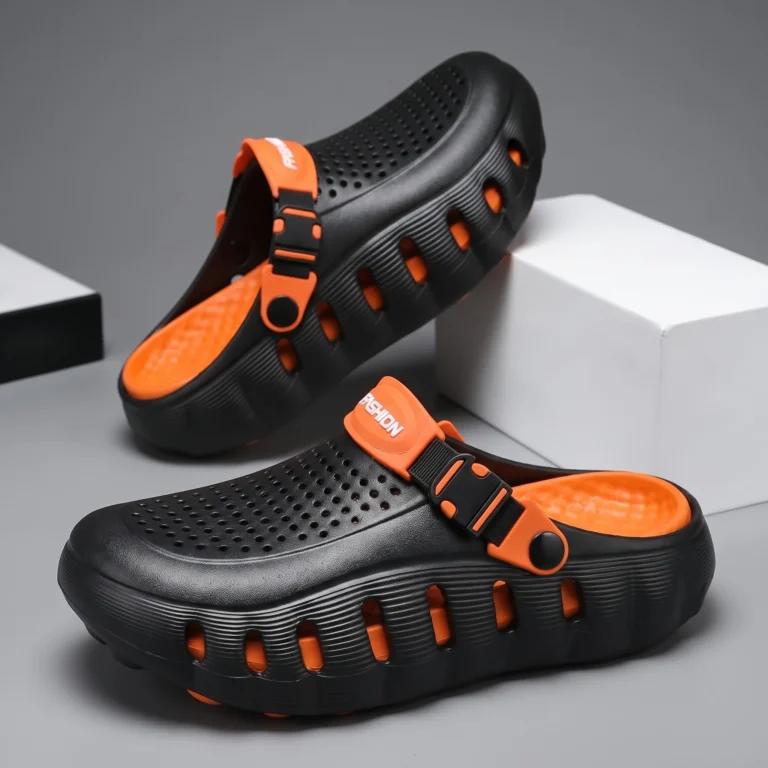 Heel Strap Mind-001 EVA Thick Sole Clogs Slippers for Men & women - Black Orange