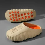Two-Tone Acupressure EVA Clogs for Men & Women – Wave Thick Sole Non-Slip Breathable Slides and Slippers (White) 8